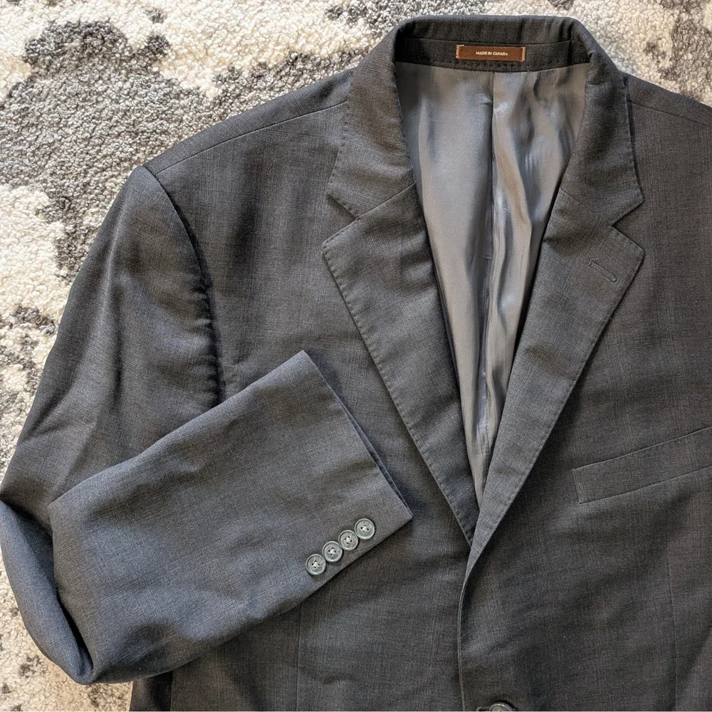 Peter Millar Mens Charcoal Gray 2 Button Double Vent Blazer Jacket 46R - Picture 1 of 12